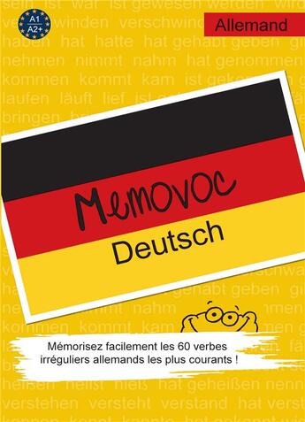 Couverture du livre « Memovoc Deutsch : mémorisez facilement les 60 verbes irréguliers allemands les plus utilisés ! A1>A2+ » de Helene Delaby aux éditions Bookelis