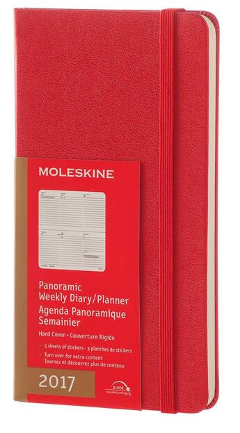 Couverture du livre « Agenda 2017 semainier panoramique slim rigide rouge » de  aux éditions Moleskine
