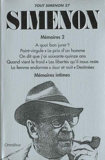 Couverture du livre « Tout Simenon T.27 » de Georges Simenon aux éditions Omnibus