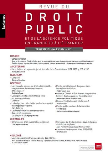 Couverture du livre « Revue du droit public et de la science politique en france et a l'etranger n 1-2024 » de Collectif Collectif aux éditions Lgdj