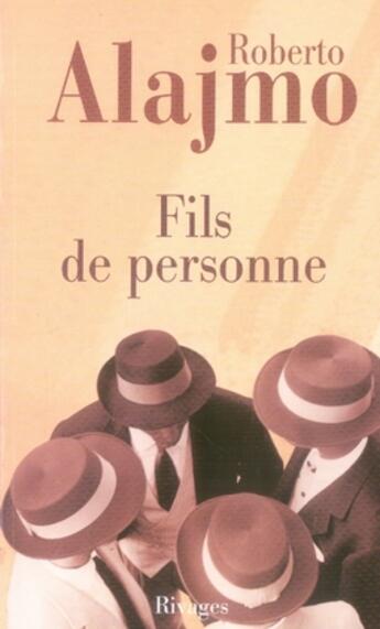 Couverture du livre « Fils de personne » de Roberto Alajmo aux éditions Rivages