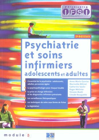 Couverture du livre « Psychiatie et soins infirmiers 2eme edition (édition 2006) » de  aux éditions Lamarre