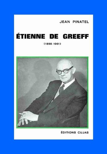 Couverture du livre « Étienne de greeff » de Jean Pinatel aux éditions Cujas