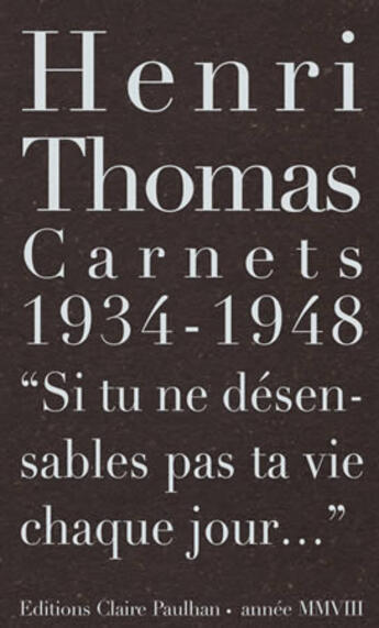 Couverture du livre « Carnets 1934-1948 