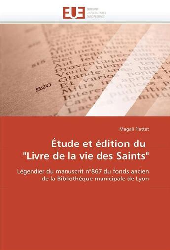 Couverture du livre « Etude et edition du 