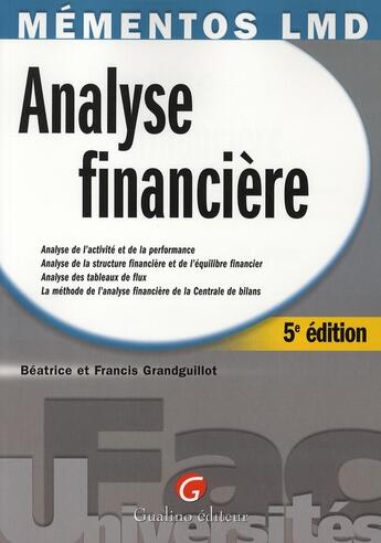 Couverture du livre « Analyse financière » de Grandguillot Beatric aux éditions Gualino