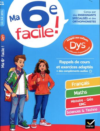 Couverture du livre « Ma 6e facile ! adapte aux enfants dys ou en difficulte d'apprentissage » de Aumont Stephanie aux éditions Hatier