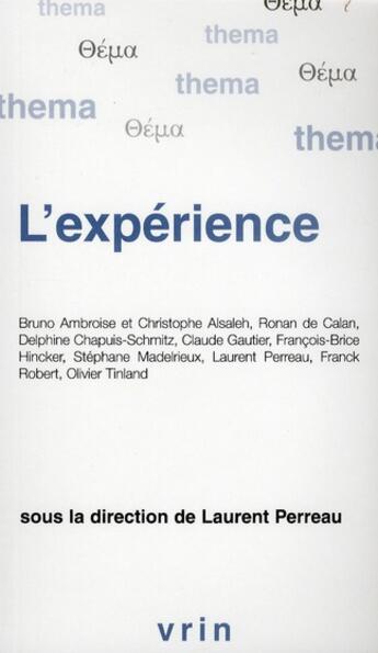 Couverture du livre « L'expérience » de  aux éditions Vrin
