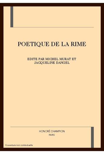 Couverture du livre « Poétique de la rime » de  aux éditions Honore Champion