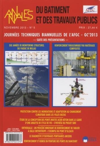 Couverture du livre « Annales du batiment et des travaux publics n5 2013 journee techniques biannuelle » de  aux éditions Eska