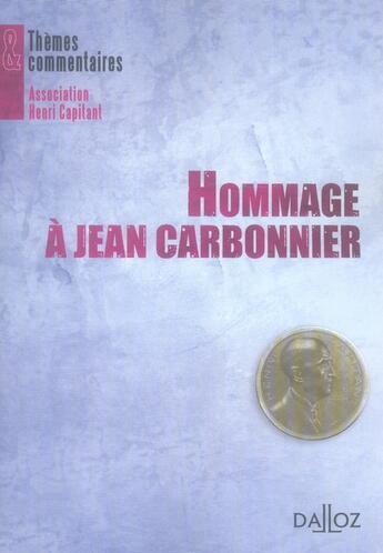 Couverture du livre « Hommage à Jean Carbonnier » de  aux éditions Dalloz