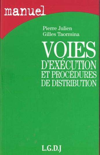 Couverture du livre « Voies d' execution » de Julien/Taormina aux éditions Lgdj