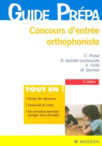 Couverture du livre « Concours d'entree orthophoniste (édition 2006) » de  aux éditions Elsevier-masson