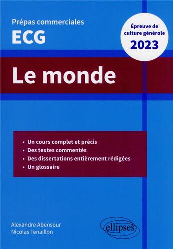 Couverture du livre « Nouveau thème : épreuve de culture générale ; prépas commerciales ECG 2023 » de Alexandre Abensour et Nicolas Tenaillon aux éditions Ellipses