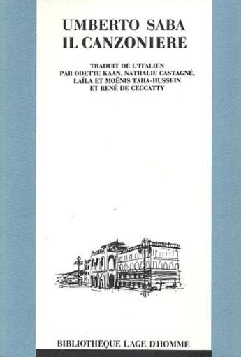 Couverture du livre « Il canzoniere » de Umberto Saba aux éditions L'age D'homme