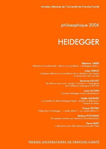 Couverture du livre « Philosophique 2006 ; Heidegger » de  aux éditions Pu De Franche Comte