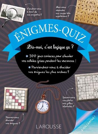 Couverture du livre « Cahier énigmes-quiz » de Michele Lecreux aux éditions Larousse