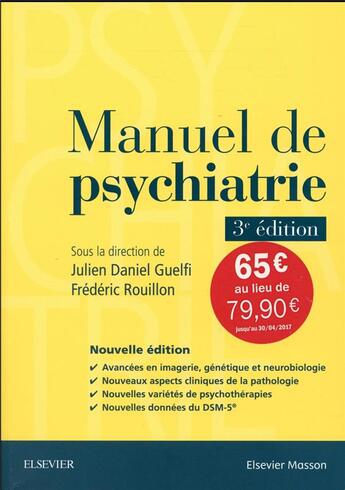 Couverture du livre « Manuel de psychiatrie (3e édition) » de Guelfi/Rouillon aux éditions Elsevier-masson