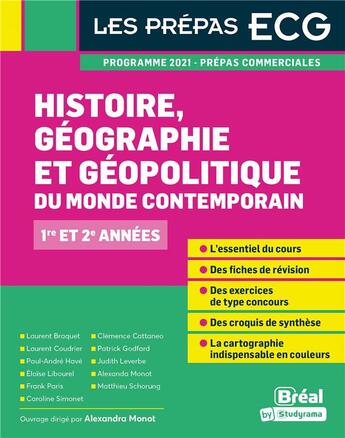 Couverture du livre « Histoire, géographie, géopolitique du monde contemporain : 1re et 2e années » de Alexandra Monot aux éditions Breal