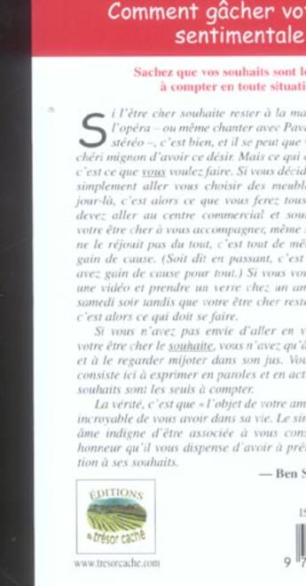 Couverture du livre « Comment gacher votre vie sentimentale » de Ben Stein aux éditions Tresor Cache