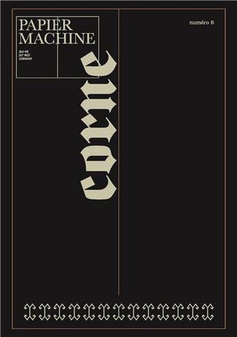 Couverture du livre « Papier machine n 8 corne - novembre 2018 » de  aux éditions Papier Machine