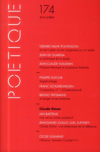 Couverture du livre « REVUE POETIQUE T.174 » de Revue Poetique aux éditions Seuil