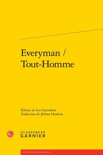 Couverture du livre « Everyman / tout-homme » de Anonyme aux éditions Classiques Garnier