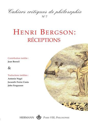 Couverture du livre « Cahiers critiques de poésie n.7 ; Henri Bergson : réceptions » de  aux éditions Hermann
