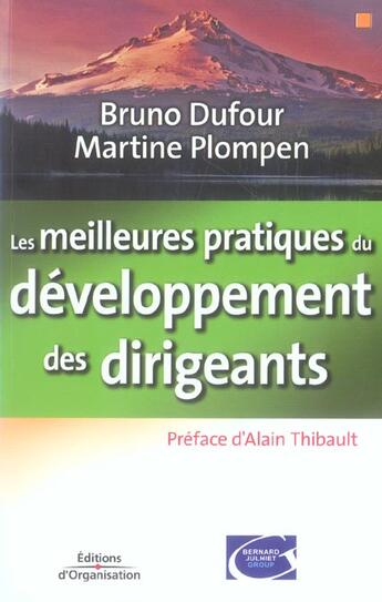 Couverture du livre « Les meilleures pratiques du developpement des dirigeants » de Dufour/Plompen aux éditions Organisation