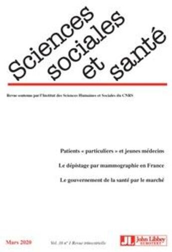 Couverture du livre « Revue sciences sociales et sante. vol. 38 - n 1 mars 2020 - patients 