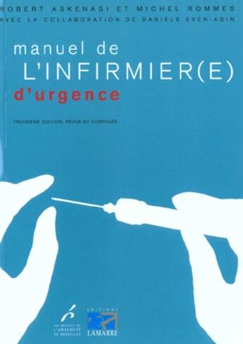 Couverture du livre « Manuel de l infirmiere d urgence » de Askenasi aux éditions Lamarre