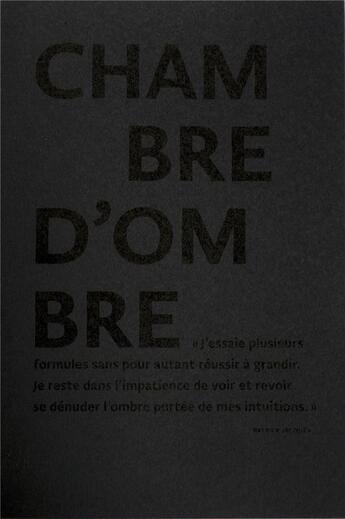 Couverture du livre « Chambre d'ombre » de Billet/Jacques aux éditions Editions Du Pourquoi Pas