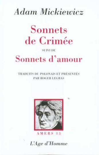 Couverture du livre « Le sonnets de crimee » de Adam Mickiewicz aux éditions L'age D'homme