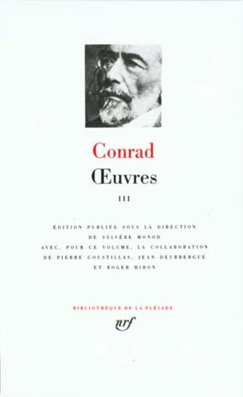 Couverture du livre « Oeuvres Tome 3 » de Joseph Conrad aux éditions Gallimard