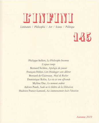 Couverture du livre « L'infini » de  aux éditions Gallimard