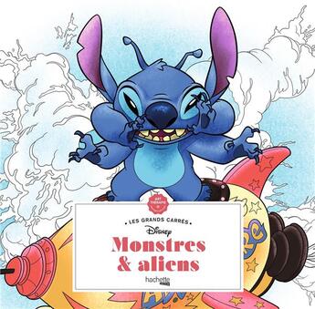 Couverture du livre « Art thérapie ; Les grands carrés : monstres et aliens Disney » de Tracy De Sousa aux éditions Hachette Heroes