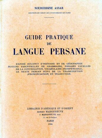 Couverture du livre « Langue persane. cours pratique. » de Abolgassemi P aux éditions Pu De Provence