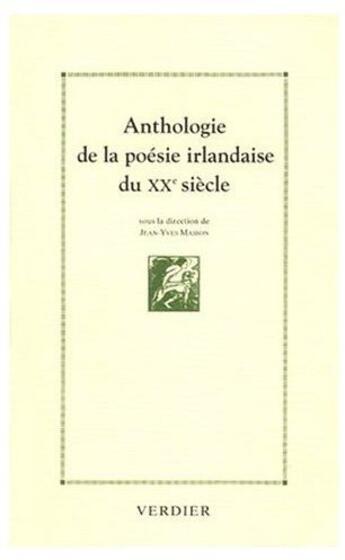 Couverture du livre « Anthologie de la poésie irlandaise au XX siècle » de  aux éditions Verdier