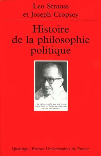 Couverture du livre « Histoire de la philosophie politique » de Strauss Leo / Cropse aux éditions Puf