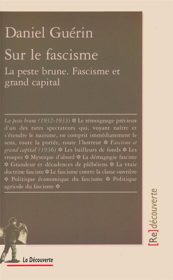 Couverture du livre « Sur le fascisme » de Daniel Guérin aux éditions La Decouverte