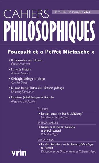 Couverture du livre « Foucault et l'effet nietzsche » de Nigro/Angelini/Gines aux éditions Vrin