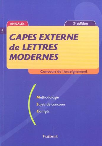 Couverture du livre « Le Capes Externe De Lettres Modernes ; 3e Edition » de Laurent Fourcault aux éditions Vuibert