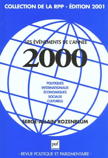 Couverture du livre « Les évènements de l'année 2000 » de Rozenblum Serge-Alai aux éditions Puf