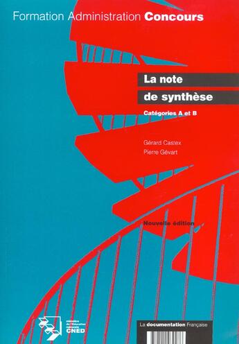 Couverture du livre « La note de synthese categories a et b » de  aux éditions Documentation Francaise