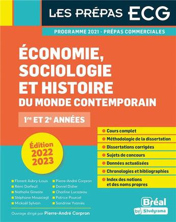 Couverture du livre « Économie, sociologie et histoire du monde contemporain : 1re et 2e années » de Pierre-Andre Corpron aux éditions Breal