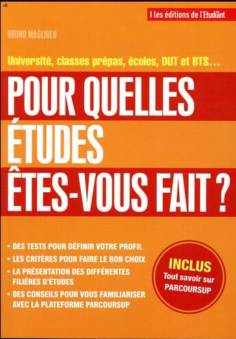 Couverture du livre « Pour quelles études êtes vous fait ? » de Bruno Magliulo aux éditions L'etudiant