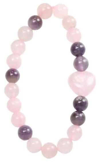 Couverture du livre « Bracelet quartz rose et amethyste perles rondes 8 mm et perle coeur 1,5 cm » de  aux éditions Dg-exodif