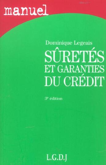 Couverture du livre « Droit civil les suretes » de Dominique Legeais aux éditions Lgdj