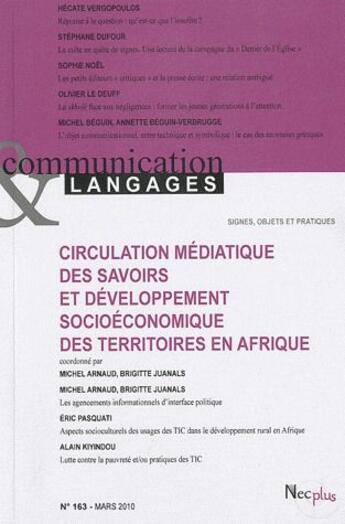 Couverture du livre « Circulation médiatique des savoirs en Afrique » de  aux éditions Necplus