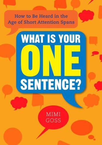 Couverture du livre « What Is Your One Sentence? » de Goss Mimi aux éditions Penguin Group Us